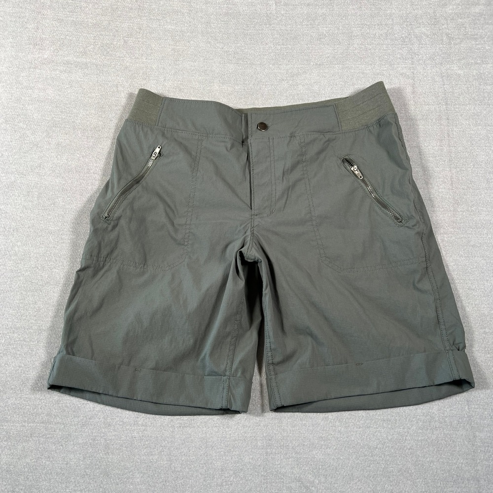 Te Verde Stretch Mid Rise Cargo Shorts Womens M Olive Green Nylon